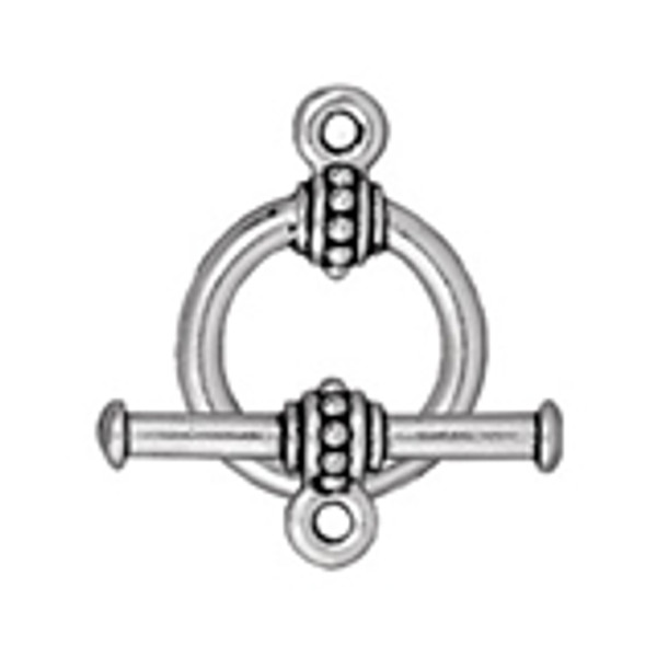 TierraCast Large Beaded Toggle Clasp, Antique Silver-Plated (Qty: 1)
