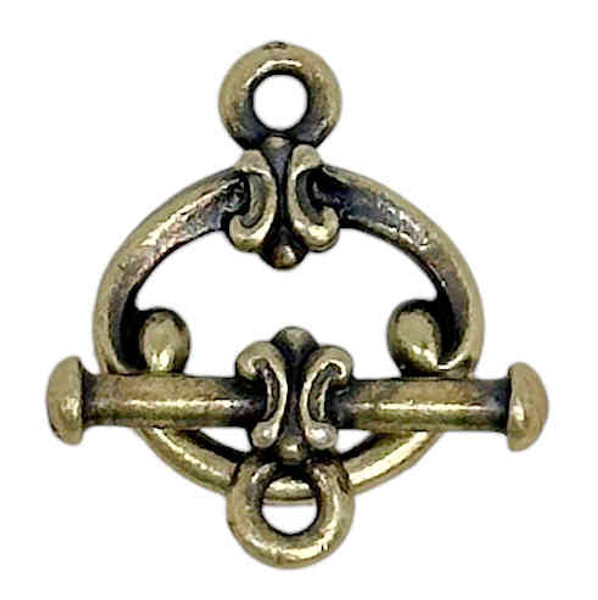 TierraCast Small Classic Toggle Clasp, Antique Brass-Plated (Qty: 1)