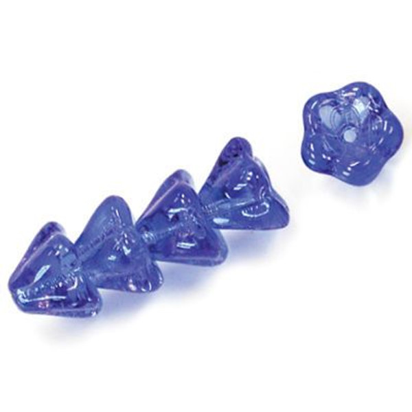 Baby Bell Flower Beads, 4x6mm, Transparent Sapphire (Qty: 50)