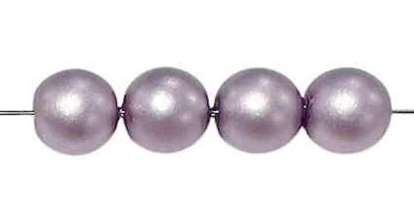 6mm Round Glass Beads, Lavender Metallic Suede (Qty: 25)