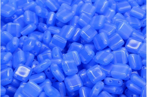 Two-Hole Tile Beads, Milky Light Sapphire (Qty: 25) (not available in the US)