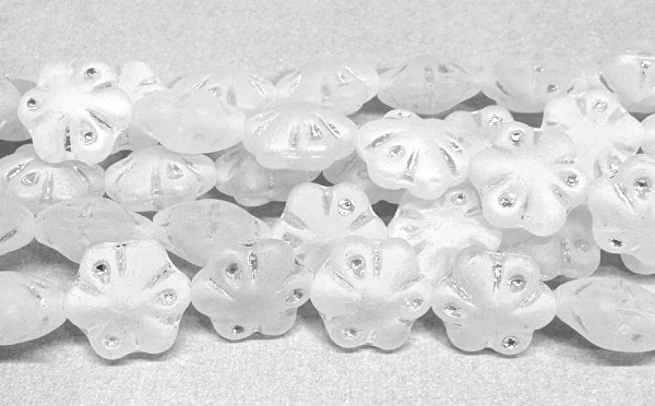 Folklore Flower Beads, Matte Crystal AB w/AB Wash, 11mm (Qty: 10)