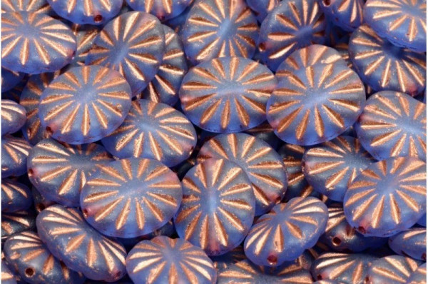 Starburst Ovals, Matte Sapphire w/Copper Wash, 14 x 12mm (Qty: 10)