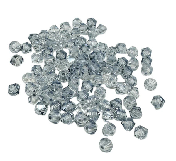 4mm Chinese Bicones, Crystal Blue/Grey Shade (Qty: 100)
