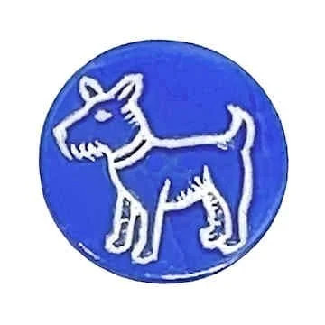 Vintage Czech Glass Dog/Terrier Button, Cobalt Blue w/Silver Wash (Qty: 1)