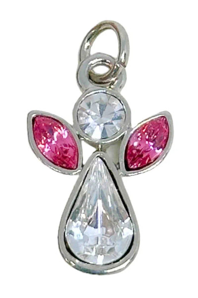 Preciosa Crystal Angel Charm, Rose, 13.5x21mm (Qty: 1) October Birthstone