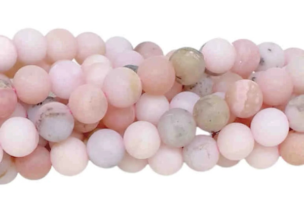 Matte Pink Opal, 6mm Smooth Round Beads (15.5" strand, ~66 beads)