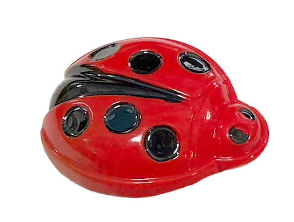 Vintage Czech Glass Ladybug Button, 27x23mm (Qty: 1) Metal Shank