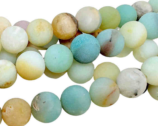 Matte Black Gold Amazonite 8mm Round Beads (8" strand, 25 beads)