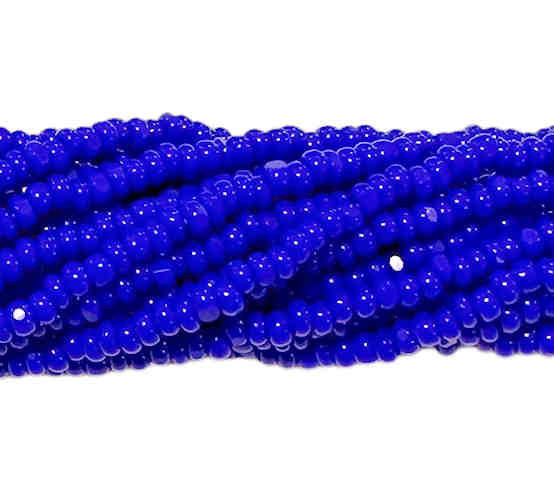 Size 15/0 Charlotte Seed Beads, Opaque Lapis Blue (1 hank - 12 strands, 12" long ea.)