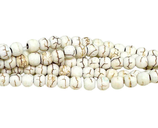 4mm Matte Howlite Stone Beads (15" strand, ~106 beads) Looks like ivory/bone