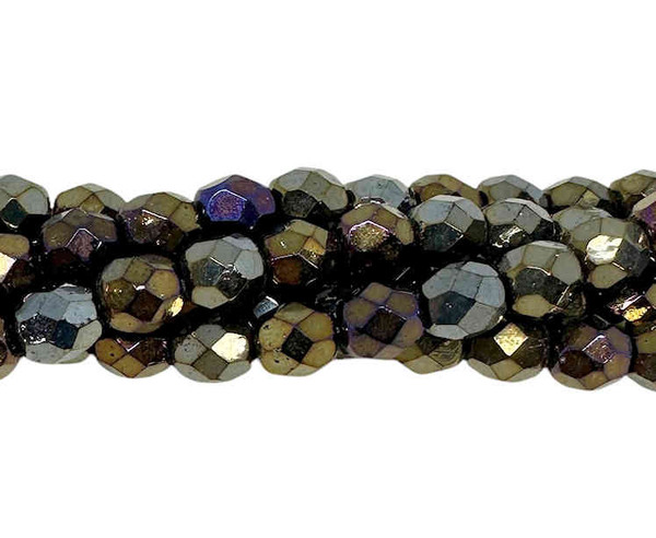 7mm Vintage Fire Polish, Bronze Iris (28 Pcs)