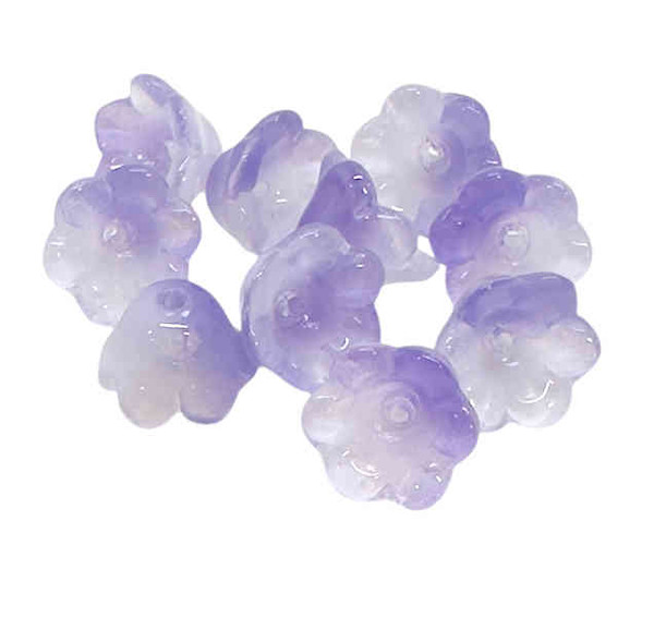 Acrylic Bell Flowers, 7x12mm, Purple (Qty: 10)
