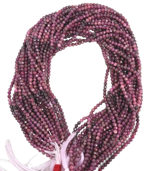 Moonstone Ruby-Dyed Gradient 3mm Faceted Rounds (12.5" strand) (Dyed)