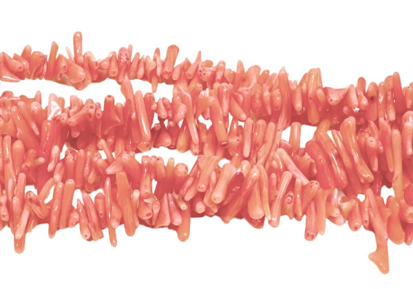 Red Bamboo Coral Chip Beads, ~5-7mm, 16" strand (Dyed)