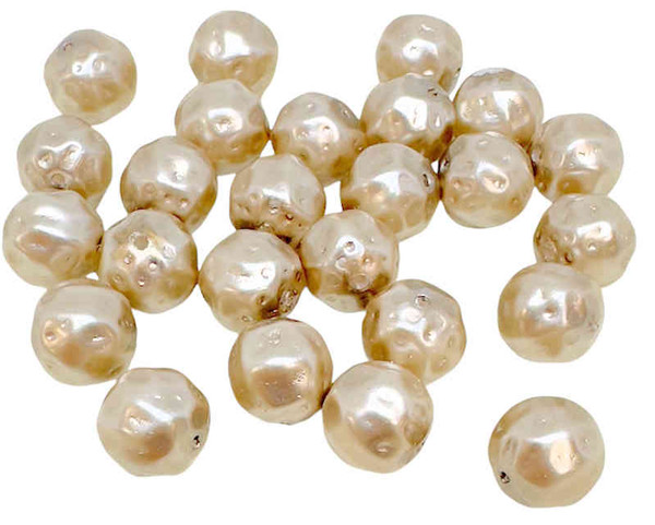 Czech Glass Round Baroque Pearls, Satin Taupe, 8mm (25 Pcs)