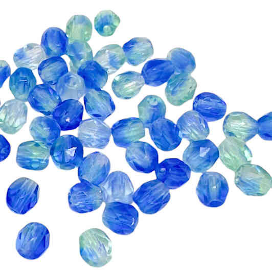 4mm Fire Polish, Dual Color Celadon Green/Blue (Qty: 50)