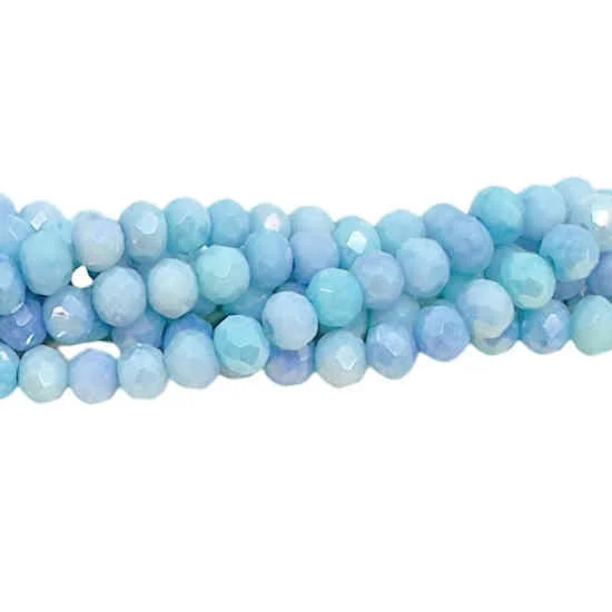 Chinese Crystal Rondelles, Cornflower Blue Mix w/Rainbow, 3x4mm (17" strand!)