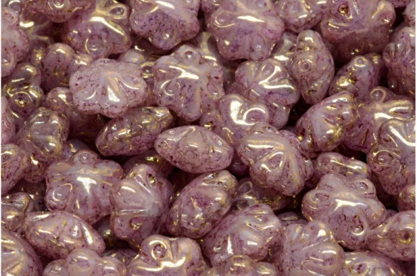 Folklore Flower Beads, Opaque Amethyst w/Bronze, 11mm (Qty: 10)