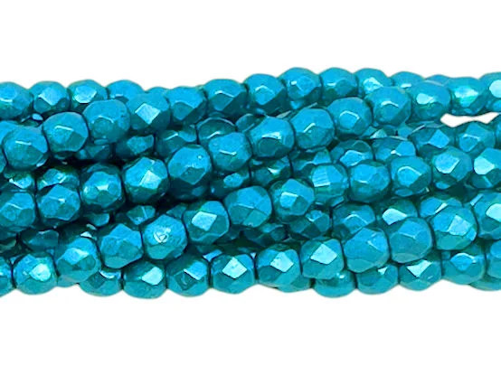 3mm Fire Polish, Saturated Metallic Spruce (Qty: 50)