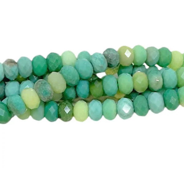 Natural Grass Green Agate, 2x4mm Faceted Rondelles (15.75" strand)