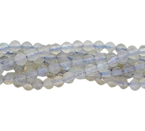 Light Labradorite 4mm Faceted Round Beads (15.25" strand, ~102 beads)
