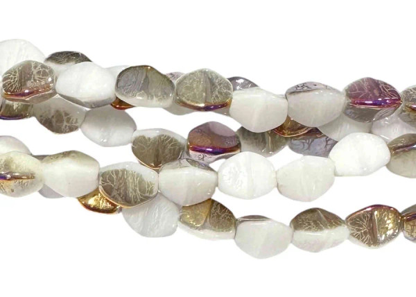 Pinch Beads, Opaque White Sliperit, 5mm (~35 beads/7.5")
