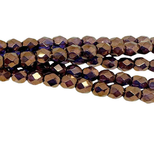 5mm Fire Polish, Amethyst Bronze Luster (25 Pcs)