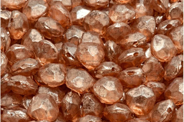 Czech Pressed Glass Briolette Beads, Crystal Copper (Qty: 12) Etched Effect