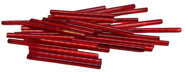 Miyuki Bugle Beads, 30mm! Size 30, Silver-Lined Red (Qty: 30)