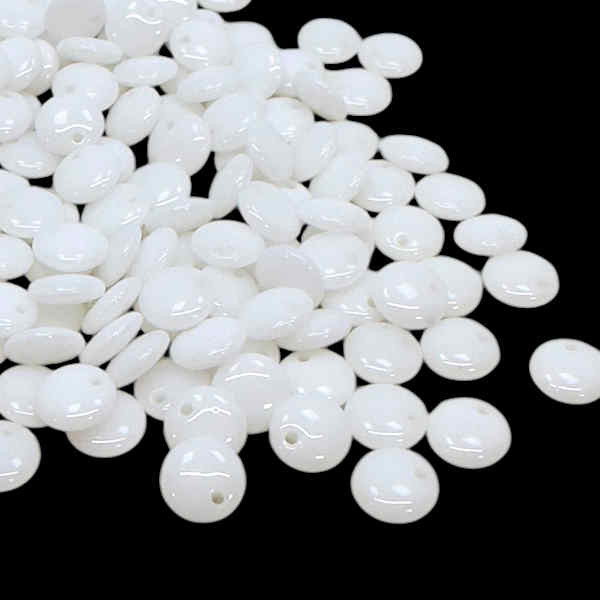 1-Hole Lentil, Chalk White, 6mm (Qty: 50)