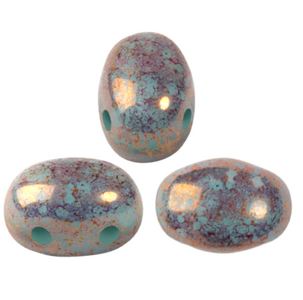Samos par Puca Beads, Blue Green Opal Bronze (Qty: 25)