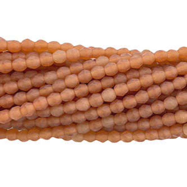 4mm Fire Polish, Matte Carnelian (Qty: 50) OVERSTOCK