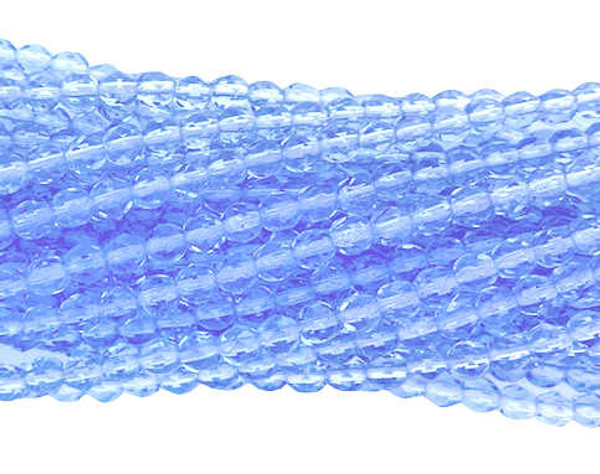 4mm Fire Polish, Transparent Medium Light Sapphire  (Qty: 50) OVERSTOCK