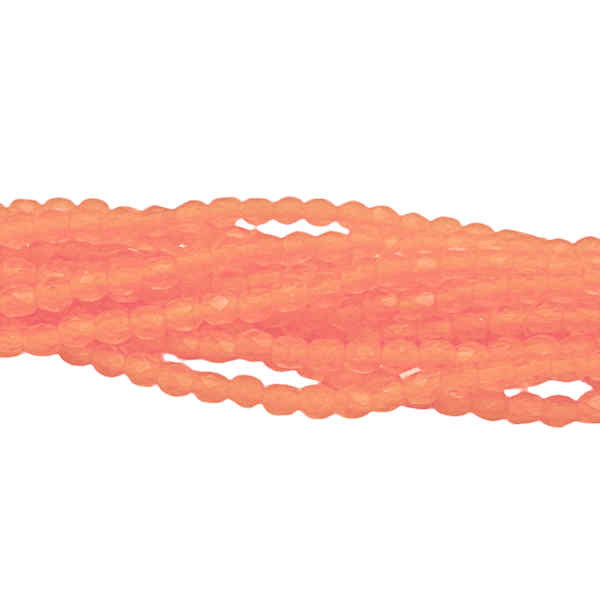 3mm Fire Polish, Matte Transparent Orange (Qty: 50)