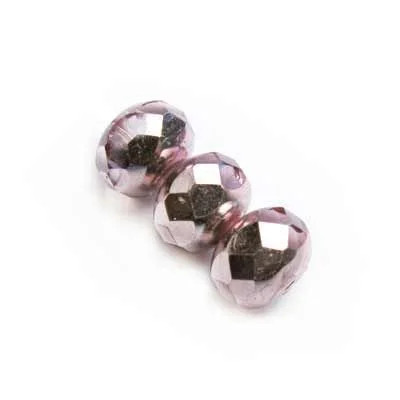 Flamingo Metallic Ice Faceted Rondelles, 4x7mm (Qty: 25)