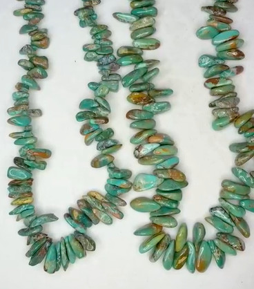 Turquoise Rough Cut Top-Drilled Drops, Small Set (16" strand) Stabilized