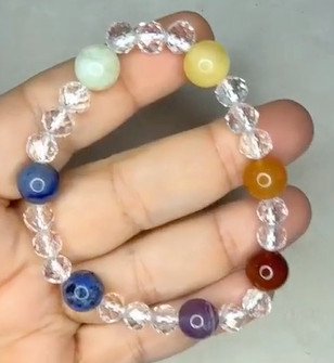 Chakra Faceted Crystal Quartz Bracelets (25 Beads) Natural Stones