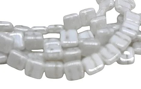 Two-Hole Tile Beads, Pale Silk Gray, 6mm (Qty: 25)