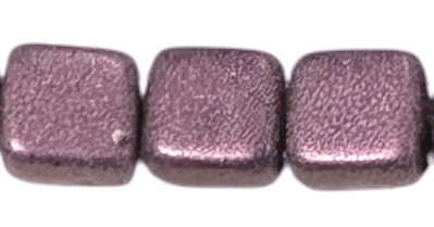 2-Hole Tile Beads, Pink Metallic Suede (Gold) (Qty: 25)