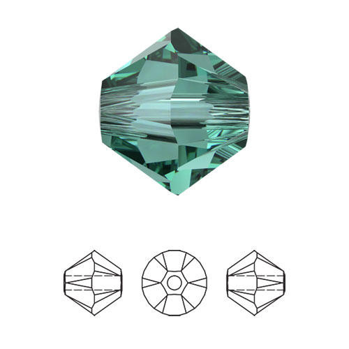 Brilliance 5328, 3mm Bicone, Caribbean Green (Qty: 1) Min Qty: 10