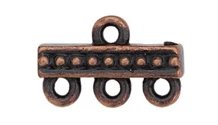 TierraCast Beaded 3-1 Link, Antique Copper, 9.3 x 14.7mm (Qty: 2)