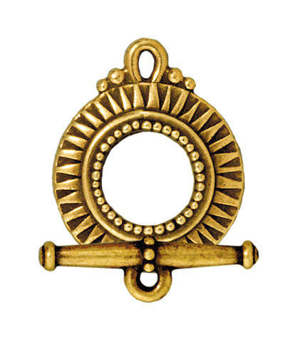TierraCast Sunburst Toggle Clasp, Antique Gold-Plated, 17.5 x 21.5mm (Qty: 1)