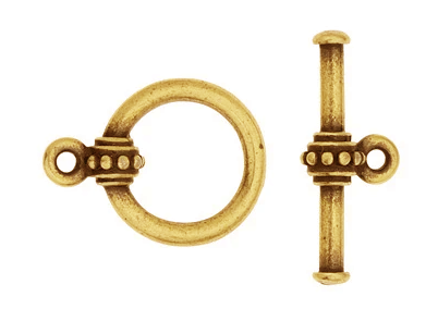 TierraCast Large Beaded Clasp, Antique Gold Plate, 17 x 23mm (Qty: 1)