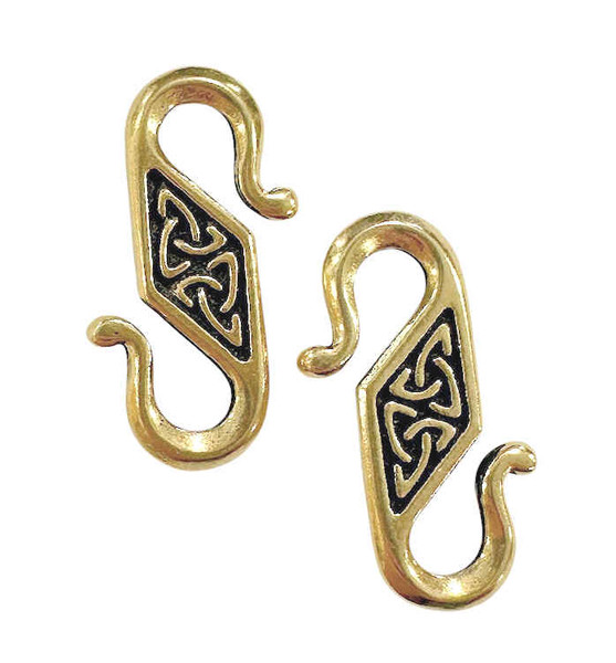 TierraCast Celtic S Hook,  Gold-Plated, 13 x 22.5mm (Qty: 2) Discontinued