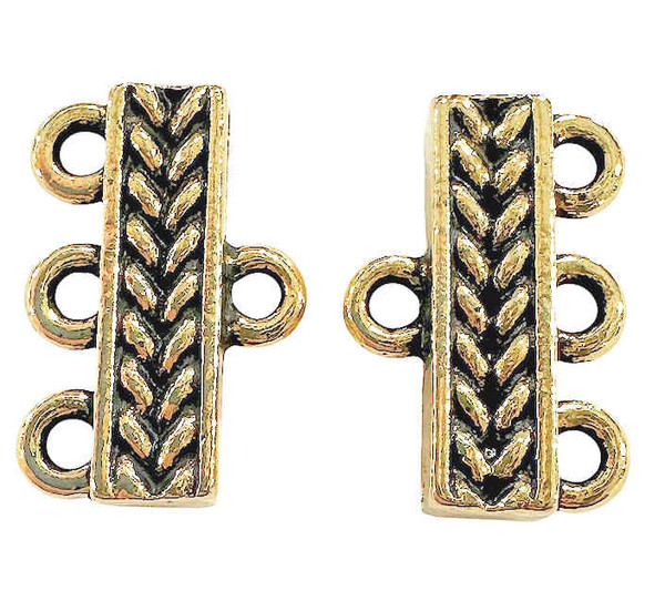 TierraCast Braided 3-1 Link, Antique Gold Plate, 15.1x10mm (Qty: 2) Discontinued