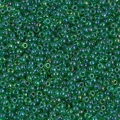 11-0332, Dark Blue Lined Green AB (28 gr.) Miyuki