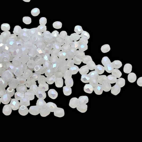 3mm Fire Polish, Matte Crystal Full AB (Qty: 50)