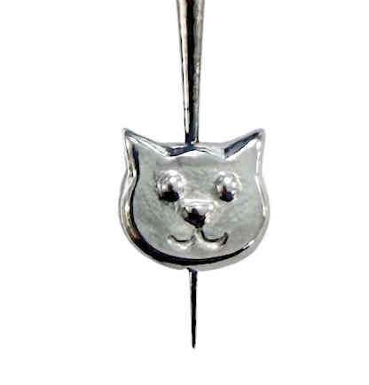TierraCast Cat Face Bead, Silver-Plated (9.75 x 8.5mm) (Qty: 1) Discontinued
