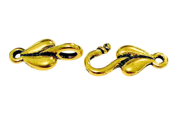 Hook & Eye Clasp, Florentine  Design,  Gold-Plated, 28 x 7.5mm (Qty: 1) Discontinued